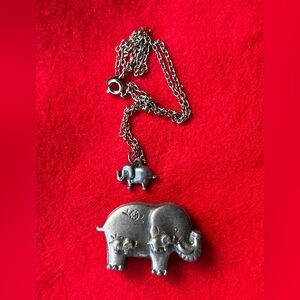 Vintage Torino Silver Elephant Brooch, Necklace and earrings